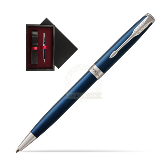 Długopis Parker Sonnet Niebieska Laka CT w pudełku drewnianym Czerń Single Bordo
