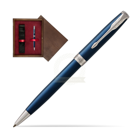 Długopis Parker Sonnet Niebieska Laka CT w pudełku drewnianym Wenge Single Bordo