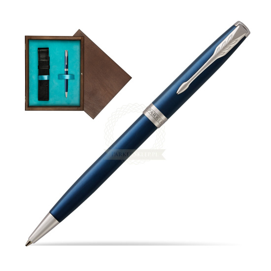 Długopis Parker Sonnet Niebieska Laka CT w pudełku drewnianym Wenge Single Turkus