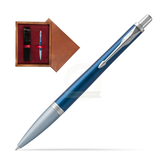 Długopis Parker Urban Premium Dark Blue CT w pudełku drewnianym Mahoń Single Bordo