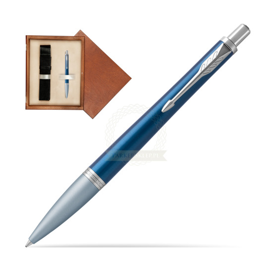 Długopis Parker Urban Premium Dark Blue CT w pudełku drewnianym Mahoń Single Ecru