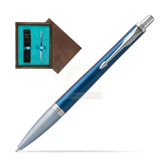 Długopis Parker Urban Premium Dark Blue CT w pudełku drewnianym Wenge Single Turkus
