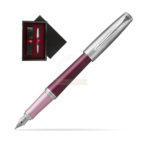 Pióro wieczne Parker Urban Premium Dark Purple CT w pudełku drewnianym Czerń Single Bordo