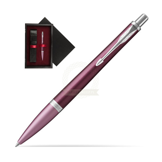 Długopis Parker Urban Premium  Dark Purple CT w pudełku drewnianym Czerń Single Bordo