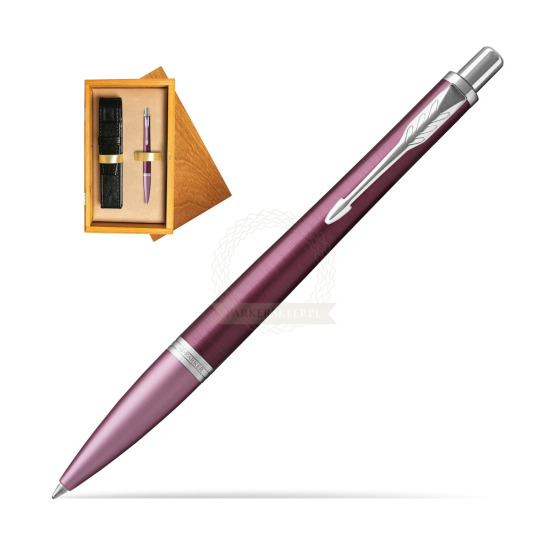 Długopis Parker Urban Premium  Dark Purple CT w pudełku drewnianym Honey Single Ecru