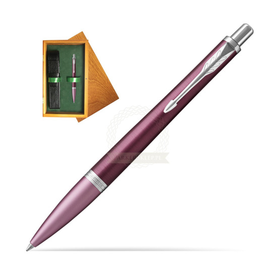 Długopis Parker Urban Premium  Dark Purple CT w pudełku drewnianym Honey Single Zieleń