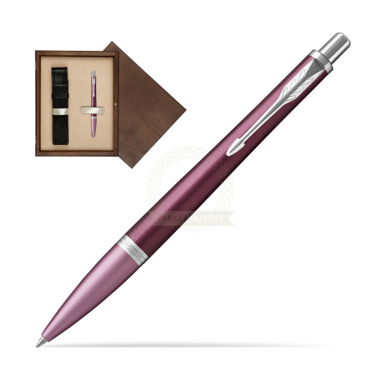 Długopis Parker Urban Premium  Dark Purple CT w pudełku drewnianym Wenge Single Ecru