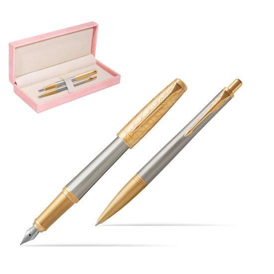 Zestaw prezentowy Parker Pióro wieczne + Długopis Urban Premium Aureate Powder GT w różowym pudełku zamszowym
