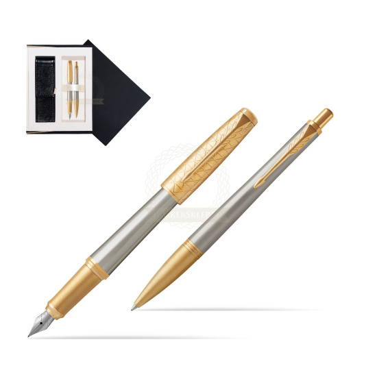Zestaw prezentowy Parker Pióro wieczne + Długopis Urban Premium Aureate Powder GT w czarnym pudełku zamszowym