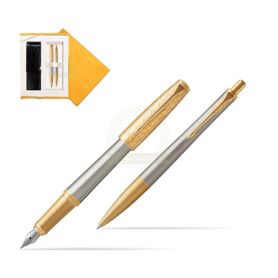Zestaw prezentowy Parker Pióro wieczne + Długopis Urban Premium Aureate Powder GT w żółtym pudełku zamszowym