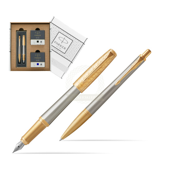 Zestaw prezentowy Parker Pióro wieczne + Długopis Urban Premium Aureate Powder GT w białym pudełko Parker Eco
