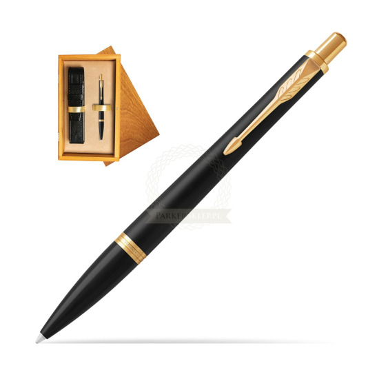 Długopis Parker Urban Muted Black GT w pudełku drewnianym Honey Single Ecru