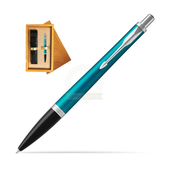 Długopis Parker Urban Vibrant Blue CT w pudełku drewnianym Honey Single Ecru