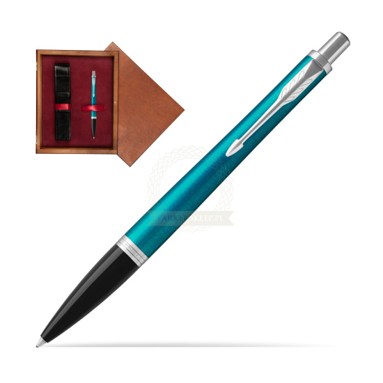 Długopis Parker Urban Vibrant Blue CT w pudełku drewnianym Mahoń Single Bordo