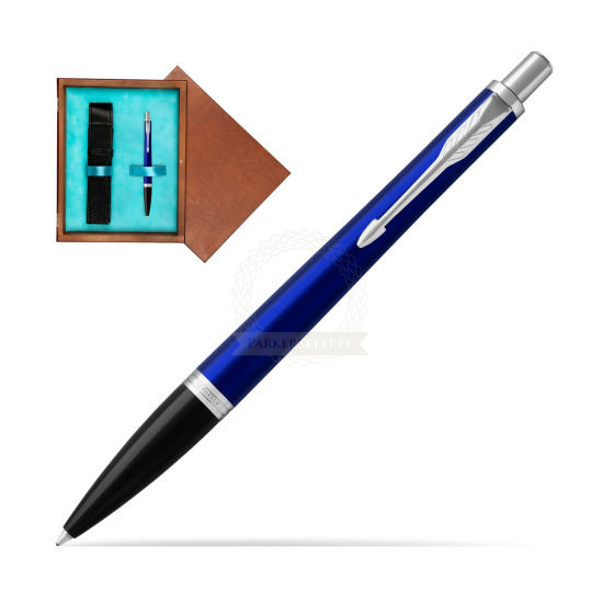Długopis Parker Urban Nightsky Blue CT T2016 w pudełku drewnianym Mahoń Single Turkus