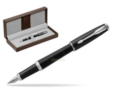 Pióro wieczne Parker Urban Muted Black CT w brązowym pudełku skórzanym