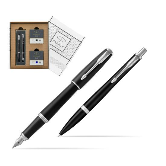 Zestaw Prezentowy Parker Pióro wieczne + Długopis Urban Muted Black CT w białym pudełko Parker Eco