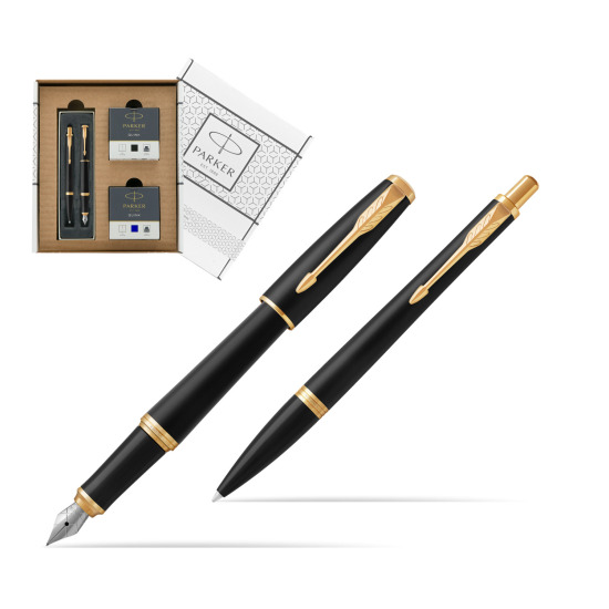 Zestaw Prezentowy Parker Pióro wieczne + Długopis Urban Muted Black GT w białym pudełko Parker Eco