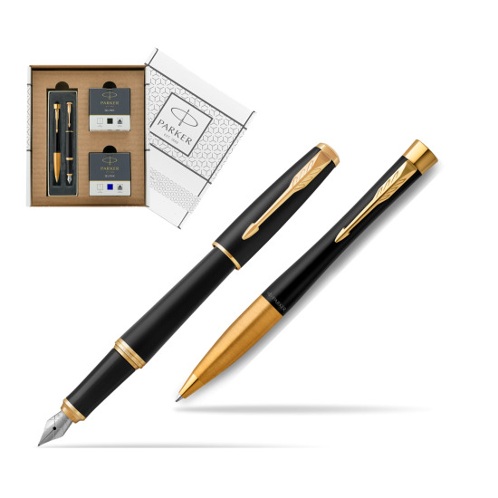 Zestaw prezentowy Parker Pióro + Długopis Urban Classic Muted black GT w białym pudełko Parker Eco