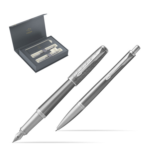 Zestaw Prezentowy Parker Pióro wieczne + Długopis Urban Premium Silvered Powder CT w pudełku Parker Duo 2022
