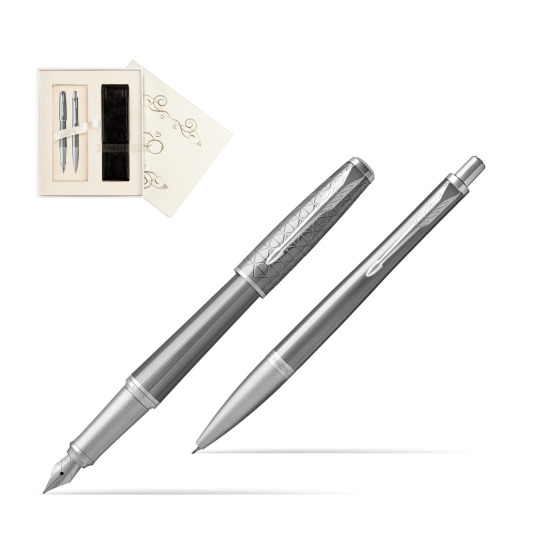 Zestaw Prezentowy Parker Pióro wieczne + Długopis Urban Premium Silvered Powder CT w pudełku Ślub