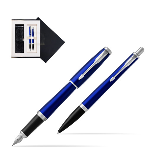 Zestaw Prezentowy Parker Pióro wieczne + Długopis Urban Nightsky Blue CT w czarnym pudełku zamszowym