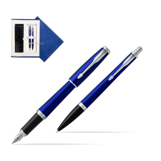 Zestaw Prezentowy Parker Pióro wieczne + Długopis Urban Nightsky Blue CT w granatowym pudełku zamszowym