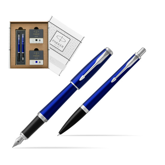 Zestaw Prezentowy Parker Pióro wieczne + Długopis Urban Nightsky Blue CT w białym pudełko Parker Eco