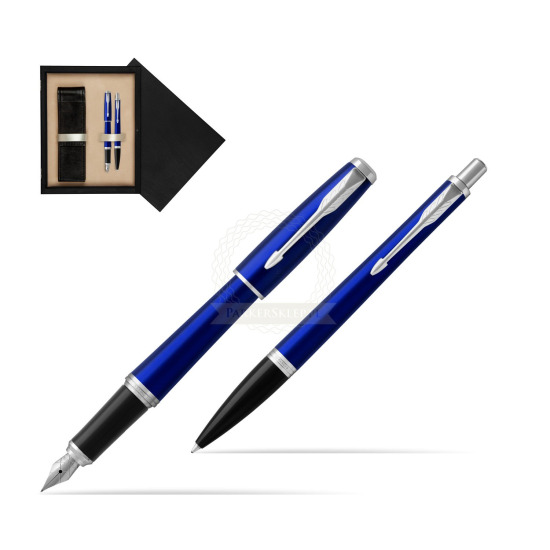 Zestaw Prezentowy Parker Pióro wieczne + Długopis Urban Nightsky Blue CT w pudełku drewnianym Czerń Double Ecru