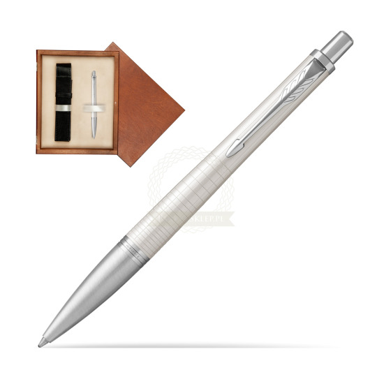 Długopis Parker Urban Premium Metaliczny Perłowy CT w pudełku drewnianym Mahoń Single Ecru