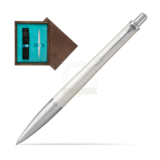 Długopis Parker Urban Premium Metaliczny Perłowy CT w pudełku drewnianym Wenge Single Turkus