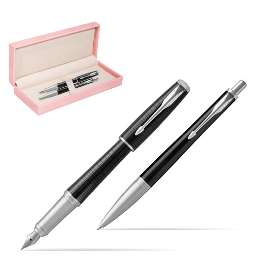 Zestaw prezentowy Parker Pióro wieczne + Długopis Urban Premium Hebanowy CT w różowym pudełku zamszowym