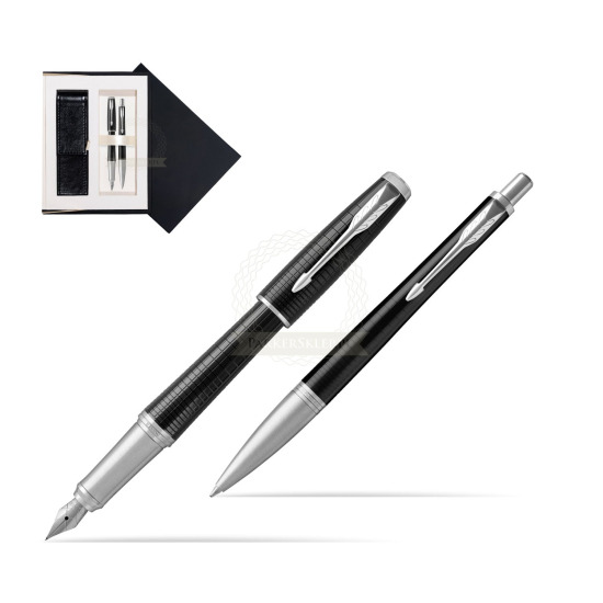 Zestaw prezentowy Parker Pióro wieczne + Długopis Urban Premium Hebanowy CT w czarnym pudełku zamszowym