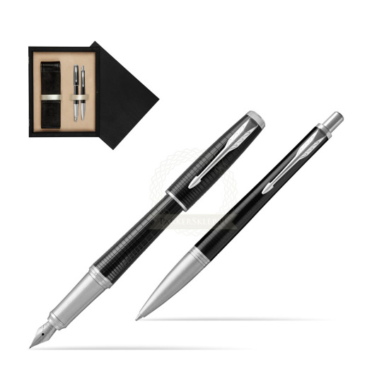 Zestaw prezentowy Parker Pióro wieczne + Długopis Urban Premium Hebanowy CT w pudełku drewnianym Czerń Double Ecru
