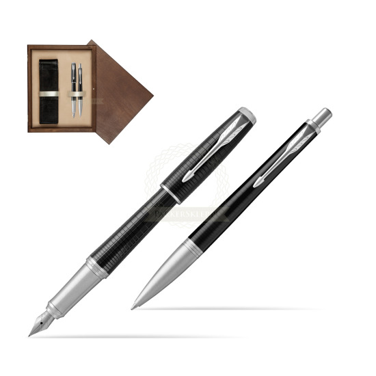 Zestaw prezentowy Parker Pióro wieczne + Długopis Urban Premium Hebanowy CT w pudełku drewnianym Wenge Double Ecru