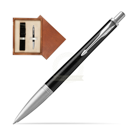 Długopis Parker Urban Premium Hebanowy CT w pudełku drewnianym Mahoń Single Ecru
