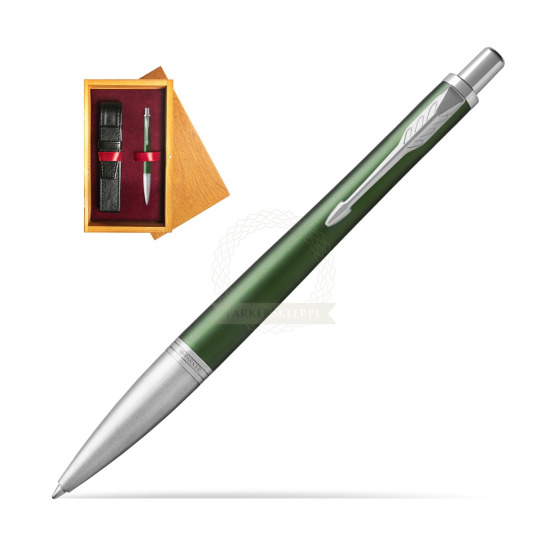 Długopis Parker Urban Premium  Zielony CT w pudełku drewnianym Honey Single Bordo