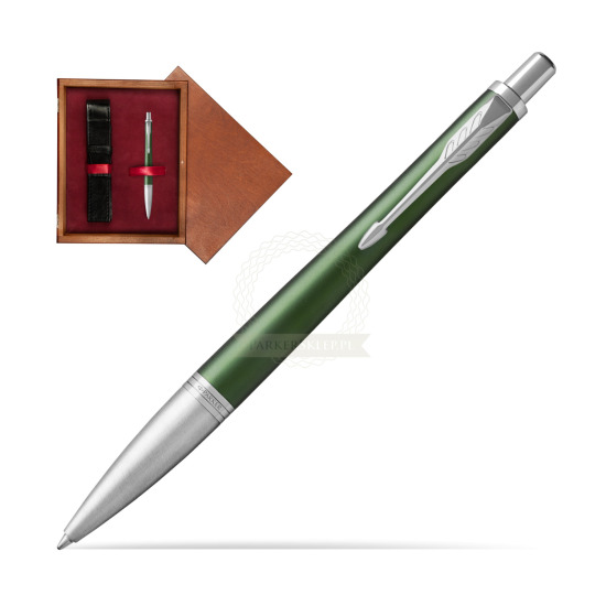 Długopis Parker Urban Premium  Zielony CT w pudełku drewnianym Mahoń Single Bordo