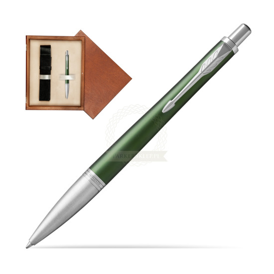 Długopis Parker Urban Premium  Zielony CT w pudełku drewnianym Mahoń Single Ecru