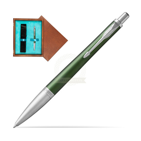 Długopis Parker Urban Premium  Zielony CT w pudełku drewnianym Mahoń Single Turkus