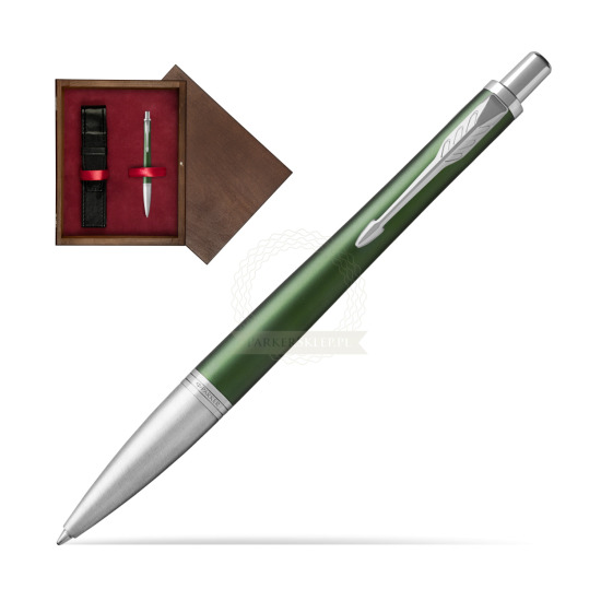 Długopis Parker Urban Premium  Zielony CT w pudełku drewnianym Wenge Single Bordo