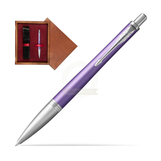 Długopis Parker Urban Premium Fioletowy CT w pudełku drewnianym Mahoń Single Bordo
