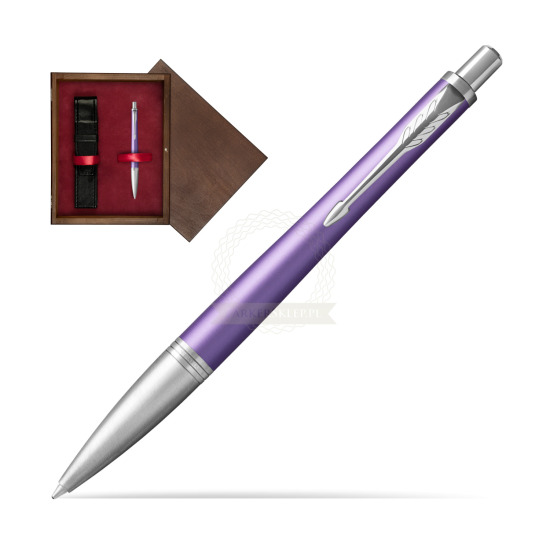Długopis Parker Urban Premium Fioletowy CT w pudełku drewnianym Wenge Single Bordo