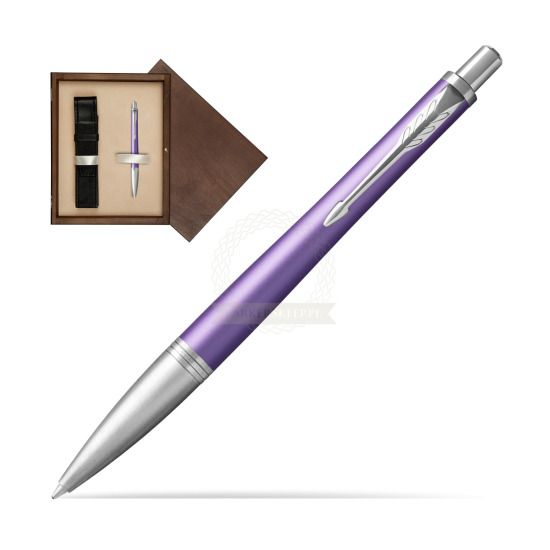 Długopis Parker Urban Premium Fioletowy CT w pudełku drewnianym Wenge Single Ecru