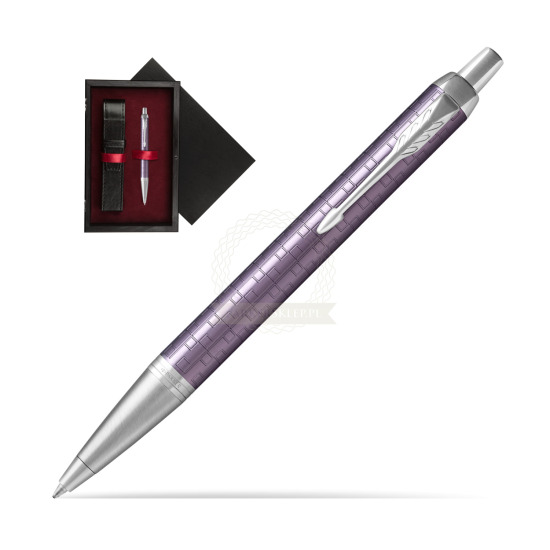 Długopis Parker IM Premium Ciemny Fioletowy CT w pudełku drewnianym Czerń Single Bordo