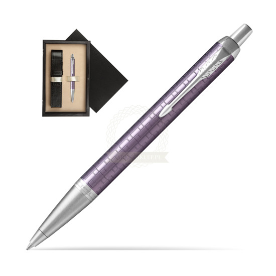 Długopis Parker IM Premium Ciemny Fioletowy CT w pudełku drewnianym Czerń Single Ecru