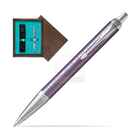 Długopis Parker IM Premium Ciemny Fioletowy CT w pudełku drewnianym Wenge Single Turkus
