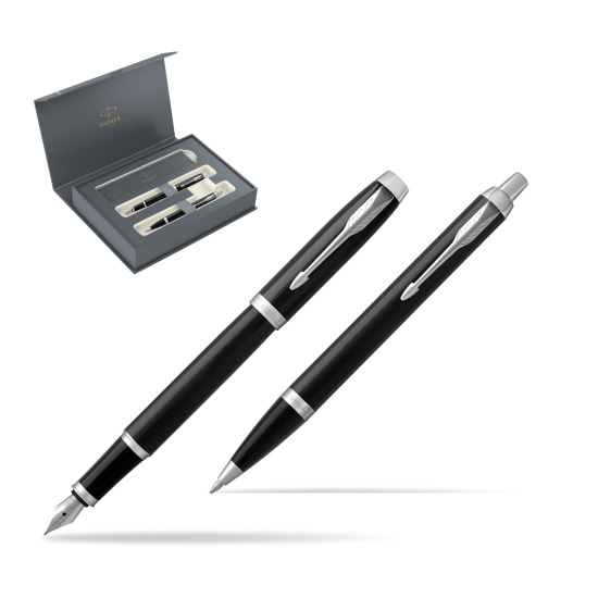 Zestaw Prezentowy Parker Pióro wieczne + Długopis IM Czarne CT w pudełku Parker Duo 2022