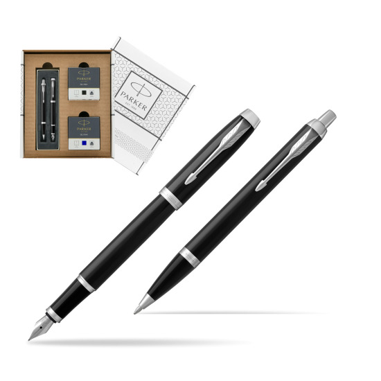 Zestaw Prezentowy Parker Pióro wieczne + Długopis IM Czarne CT w białym pudełko Parker Eco