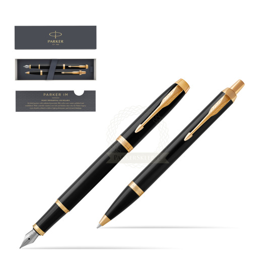 Zestaw Prezentowy Parker Pióro wieczne + Długopis IM Czarny GT T2016
